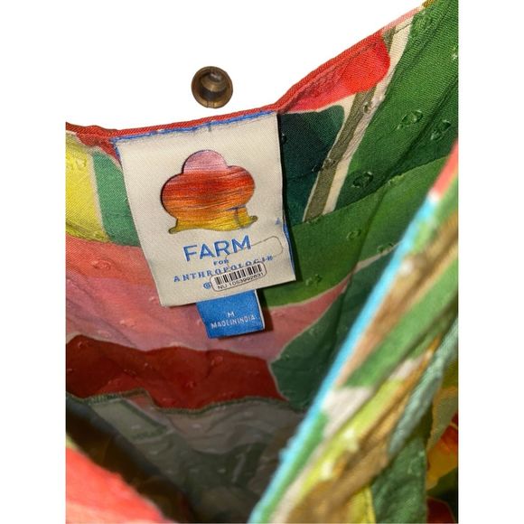 Anthropologie Farm Rio Tie-Waist Printed Dress Multi Palm size M - Picture 9 of 13